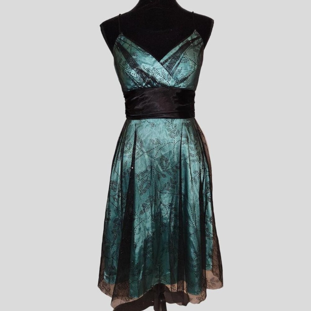 Vintage Y2K Black Mesh Whimsygoth Teal Dress!!!